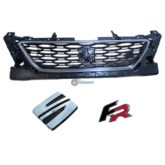 SEAT Leon 5F FR 2013-2016 front grille 5F0853654D with chrome trim, centre badge and FR pin - Northern Auto Parts