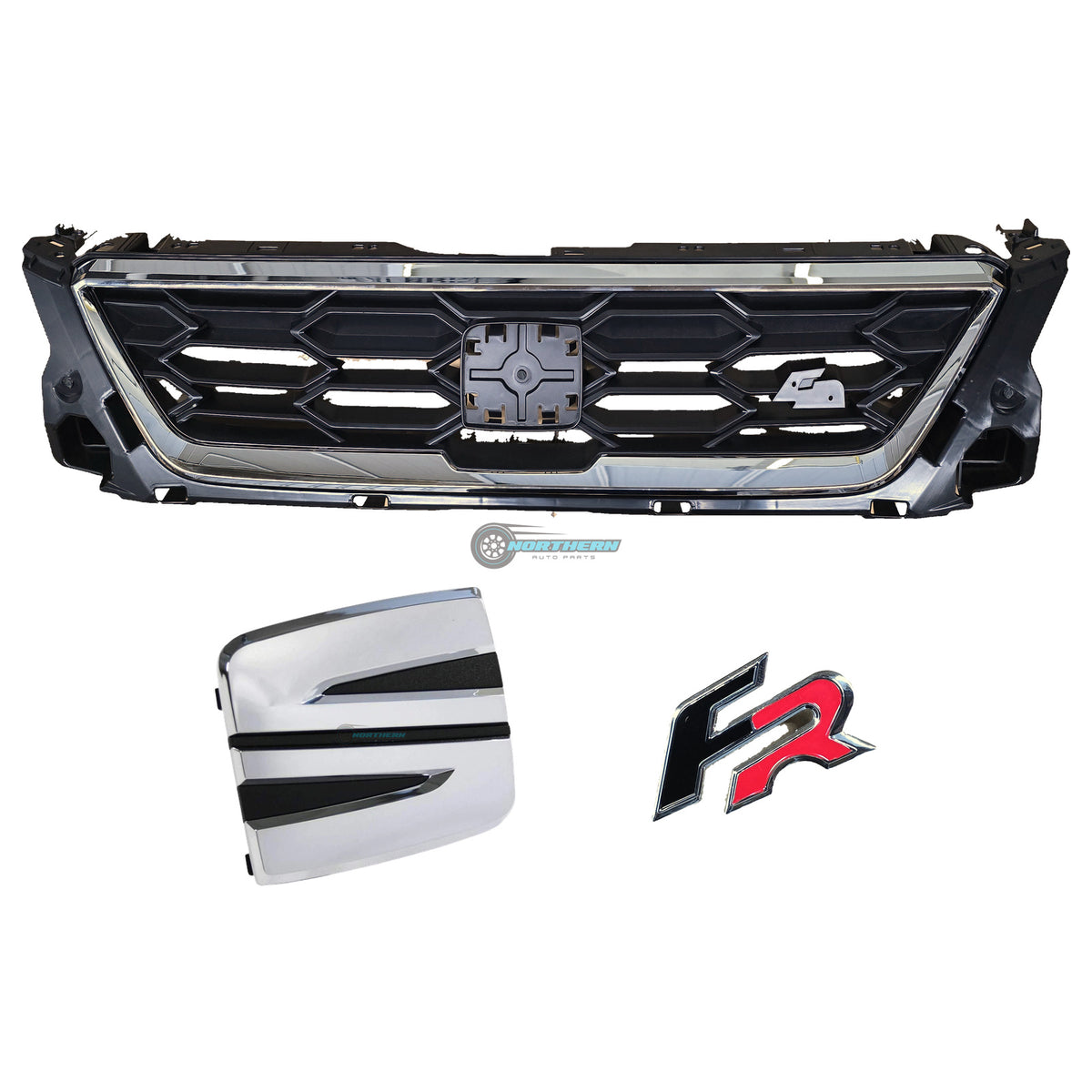 SEAT Ibiza KJ FR front bumper grille 6F0853654E with FR pin badge and SEAT centre badge